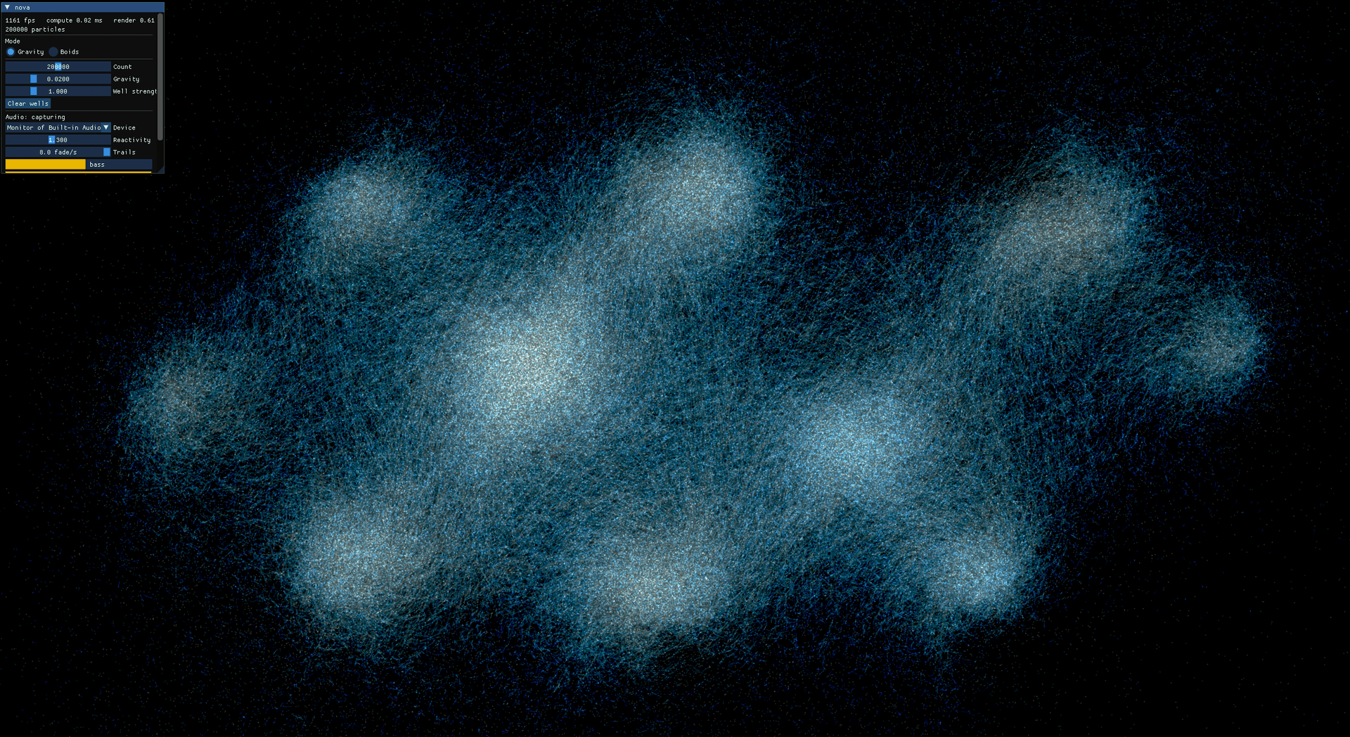 nova rendering 200,000 particles reacting to bass in real time